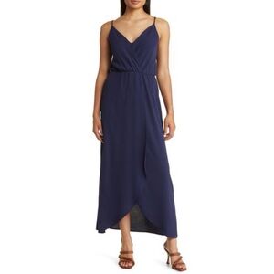 fraiche by J Cami V-Neck Wrap Midi Dress in Navy Blue Women’s Size M
